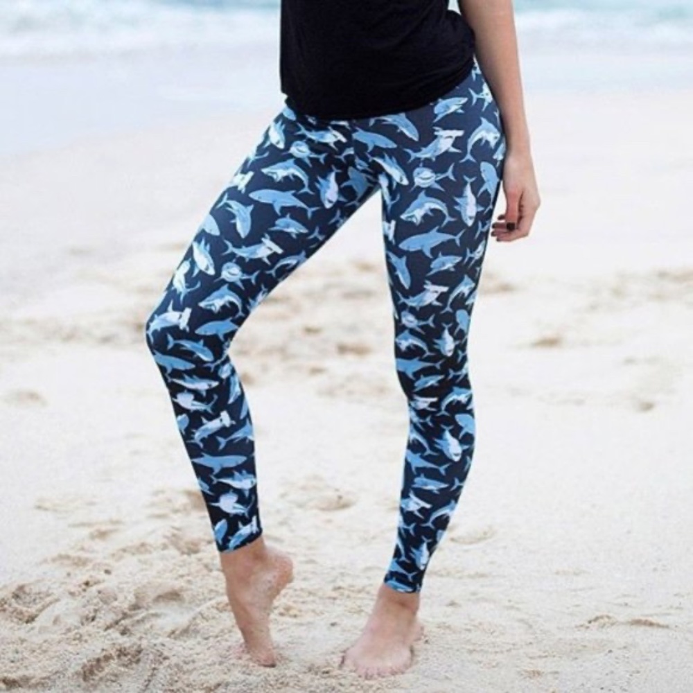 Blackmilk Sharkie Mr. Shark Black Leggings